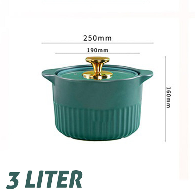idrop Heat Resistant Casserole Ceramic Pot with Glass Lid [ 3L 4L 5L ] / Periuk Seramik Dengan Penutup / 玻璃盖耐热砂锅陶瓷锅