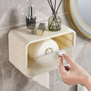 idrop Wall Mounted Tissue Storage Box With Transparent Window / Kotak Bekas Penyimpanan Tisu Dinding / (强力胶)透明白壁挂洗脸巾收纳盒