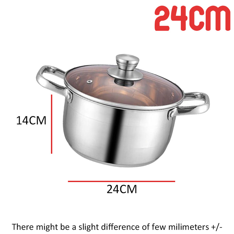 idrop [ 20 / 24 / 26CM ] Stainless Steel Soup Pot With Lid Cover / Periuk Masak Sup Keluli tahan Karat Bersama Penutup Periuk / 带盖不锈钢汤锅