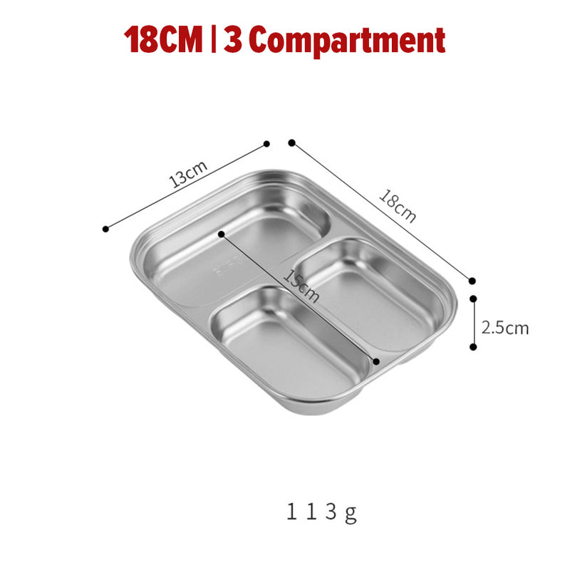 idrop Multicompartment Stainless Steel Small-Compartment Dinner Plate / Piring Hidang Makanan Keluli Tahan Karat / 格不锈钢小格餐盘