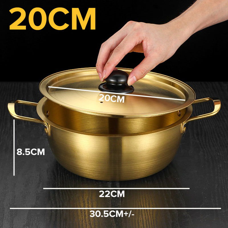 idrop [ 20CM / 22CM / 24CM ] Gold Silver Korean Style Instant Noodle Cooking Pot / Periuk Masak Mi Segera Rekaan Ala-ala Korea Warna Emas Perak / 韩式泡面锅