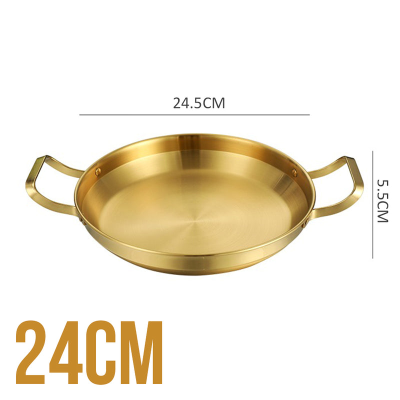 idrop [ 20~30CM ] Gold/Silver Hong Kong Style Stainless Steel Griddle Pan / Kuali Periuk Keluli Tahan Karat Emas & Perak / 金银港式不锈钢煎锅