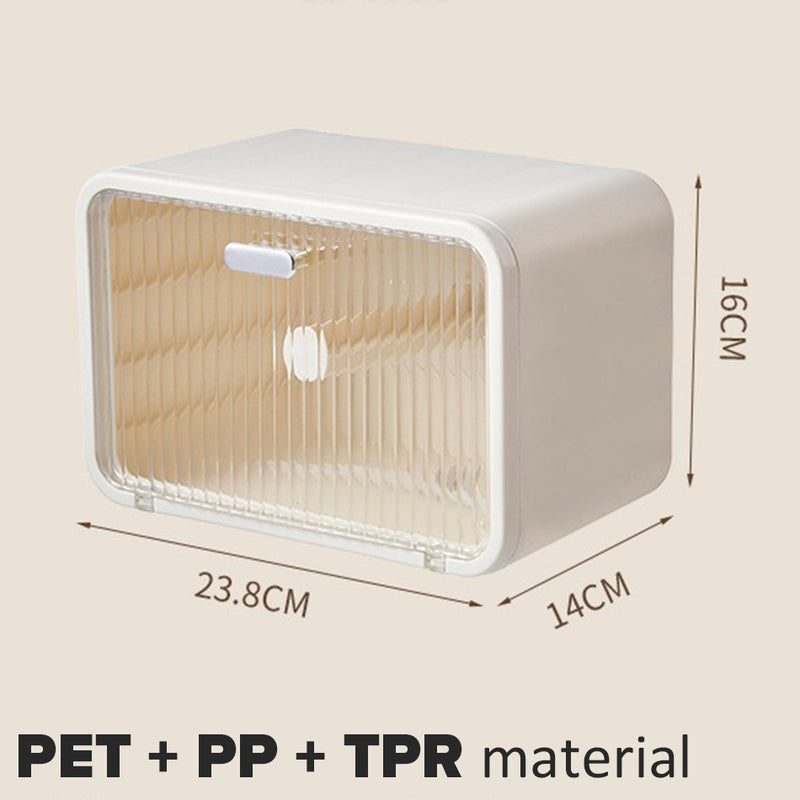 idrop Wall Mounted Tissue Storage Box With Transparent Window / Kotak Bekas Penyimpanan Tisu Dinding / (强力胶)透明白壁挂洗脸巾收纳盒