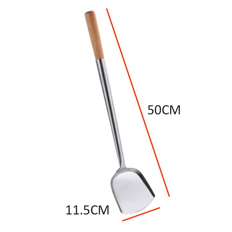 idrop [ 50CM ] Long Stainless Steel Wok Spatula & Ladle / Senduk & Spatula Panjang Keluli Tahan Karat /