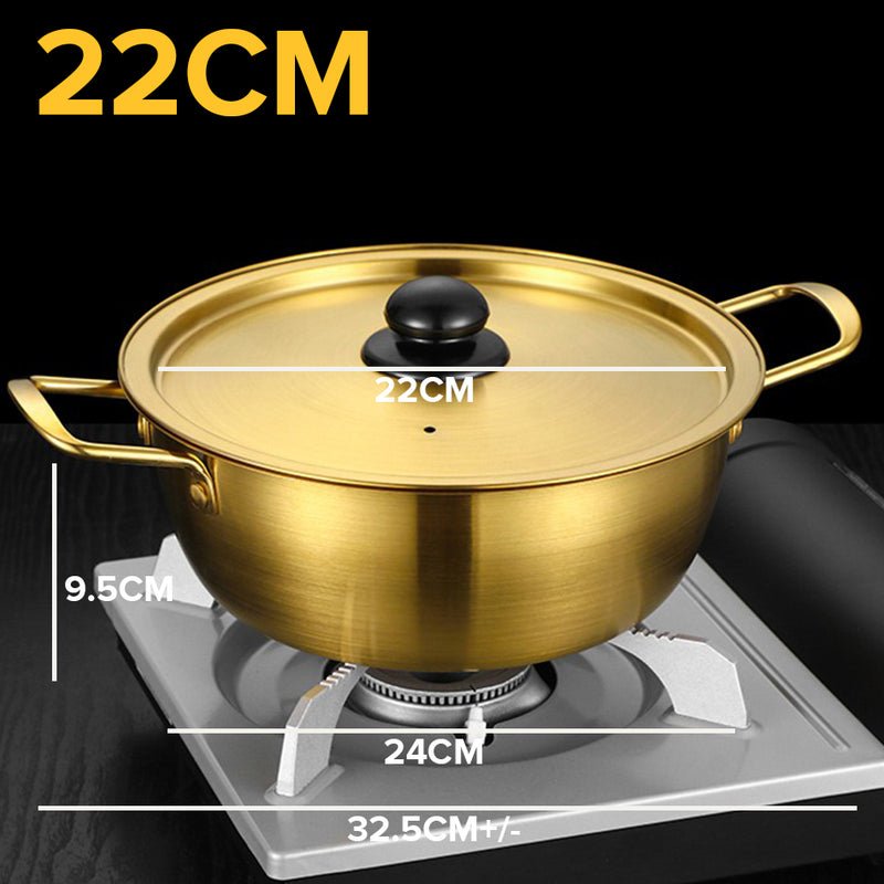 idrop [ 20CM / 22CM / 24CM ] Gold Silver Korean Style Instant Noodle Cooking Pot / Periuk Masak Mi Segera Rekaan Ala-ala Korea Warna Emas Perak / 韩式泡面锅