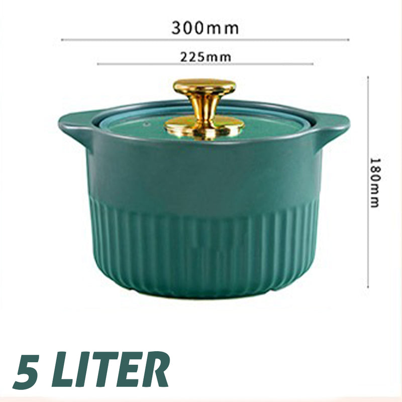 idrop Heat Resistant Casserole Ceramic Pot with Glass Lid [ 3L 4L 5L ] / Periuk Seramik Dengan Penutup / 玻璃盖耐热砂锅陶瓷锅