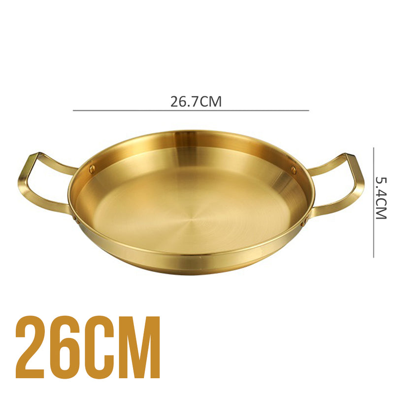 idrop [ 20~30CM ] Gold/Silver Hong Kong Style Stainless Steel Griddle Pan / Kuali Periuk Keluli Tahan Karat Emas & Perak / 金银港式不锈钢煎锅