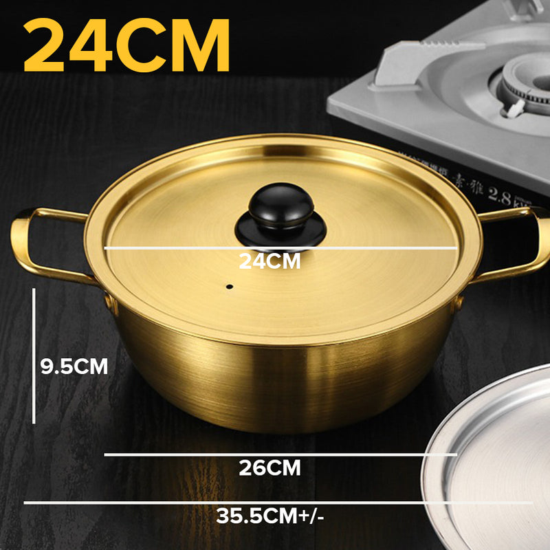 idrop [ 20CM / 22CM / 24CM ] Gold Silver Korean Style Instant Noodle Cooking Pot / Periuk Masak Mi Segera Rekaan Ala-ala Korea Warna Emas Perak / 韩式泡面锅