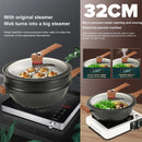 idrop [ 32CM ] 2 IN 1 Multifunction Maifan Nonstick Ceramic Coated Cooking Pot & Steamer Cookware Set / Periuk Masak & Stim Masak Tidak Lekat / [ 32CM ] 二合一多功能不粘陶瓷涂层烹饪锅和蒸锅炊具套装  [ FREE SPATULA & SPONGE]