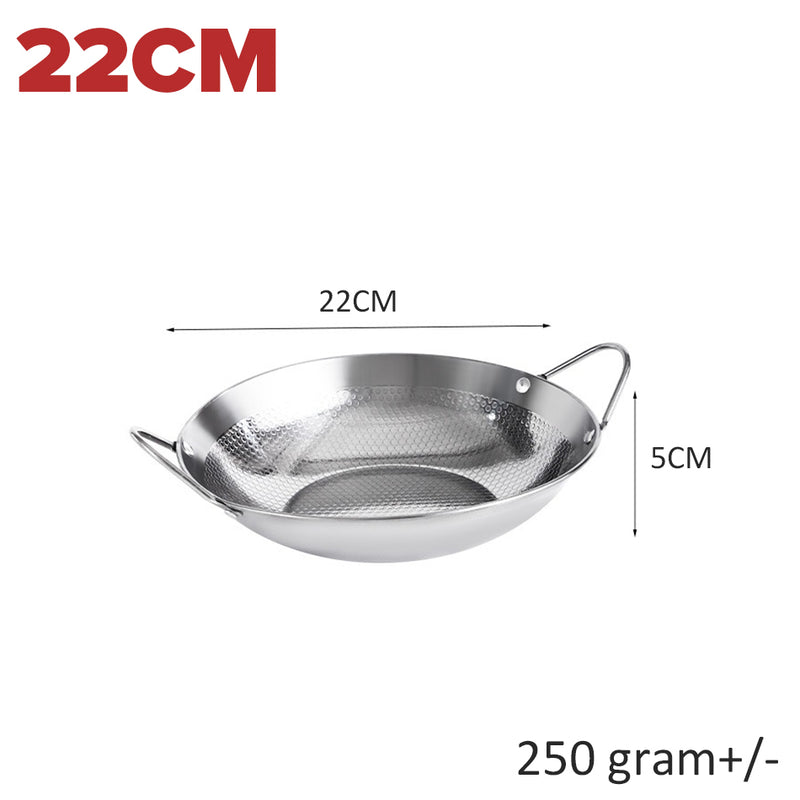 idrop [ 20CM~25CM ] Stainless Steel 304 Honeycomb Cooking Wok Pan / Kuali Masak Keluli Tahan Karat Honeycomb /  加厚304不锈钢干锅