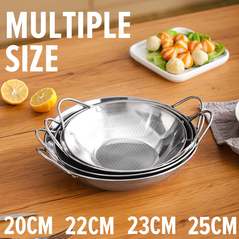 idrop [ 20CM~25CM ] Stainless Steel 304 Honeycomb Cooking Wok Pan / Kuali Masak Keluli Tahan Karat Honeycomb /  加厚304不锈钢干锅