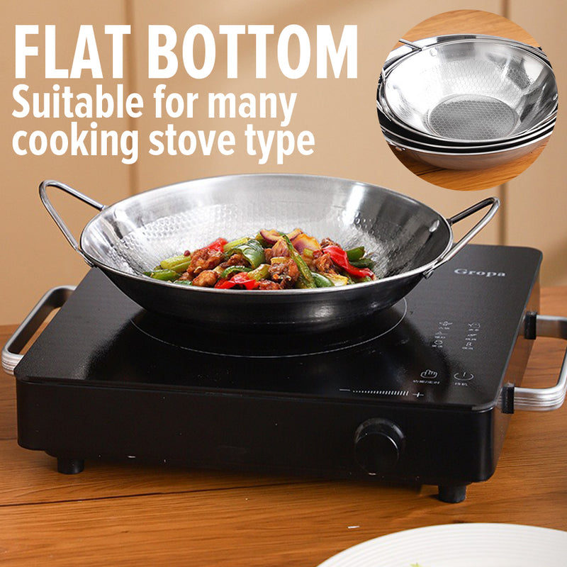 idrop [ 20CM~25CM ] Stainless Steel 304 Honeycomb Cooking Wok Pan / Kuali Masak Keluli Tahan Karat Honeycomb /  加厚304不锈钢干锅
