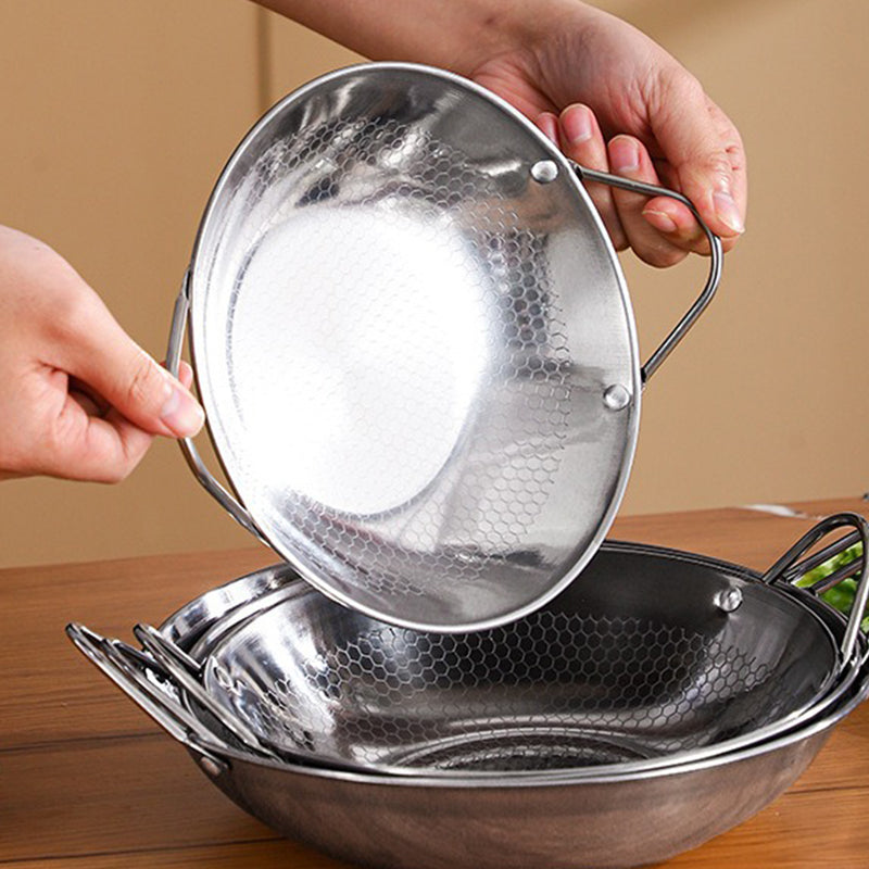 idrop [ 20CM~25CM ] Stainless Steel 304 Honeycomb Cooking Wok Pan / Kuali Masak Keluli Tahan Karat Honeycomb /  加厚304不锈钢干锅