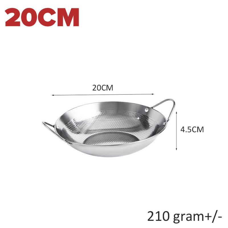 idrop [ 20CM~25CM ] Stainless Steel 304 Honeycomb Cooking Wok Pan / Kuali Masak Keluli Tahan Karat Honeycomb /  加厚304不锈钢干锅