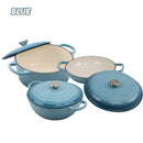 idrop 6 Pcs Premium Cast Iron Enamel Pot Cookware Set / 6 Keping Set Alat Memasak Periuk Enamel Besi Tuang Premium