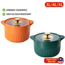 idrop Heat Resistant Casserole Ceramic Pot with Glass Lid [ 3L 4L 5L ] / Periuk Seramik Dengan Penutup / 玻璃盖耐热砂锅陶瓷锅