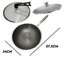 idrop [ 32 / 34CM ] Inner Honeycomb Nonstick Scratch Resistant Cooking Wok Frying Pan / Periuk Kuali Memasak Tidak Lekat / 32CM/34CM内蜂窝单柄特厚不粘炒锅(可立玻璃盖 )