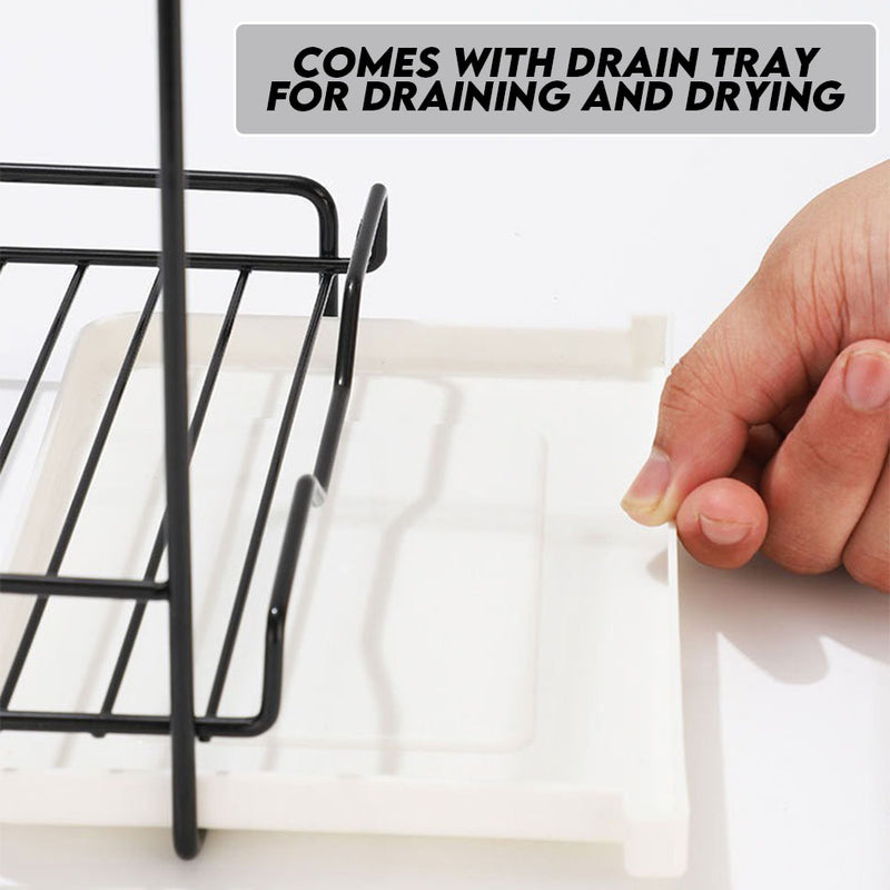 idrop Desktop Wall-Mountable Wiping Rack With Drain Tray / Rak Pengelap Boleh Lekap di Dinding Desktop Dengan Dulang Longkang / 台式可壁挂抹布置物架带沥水盘