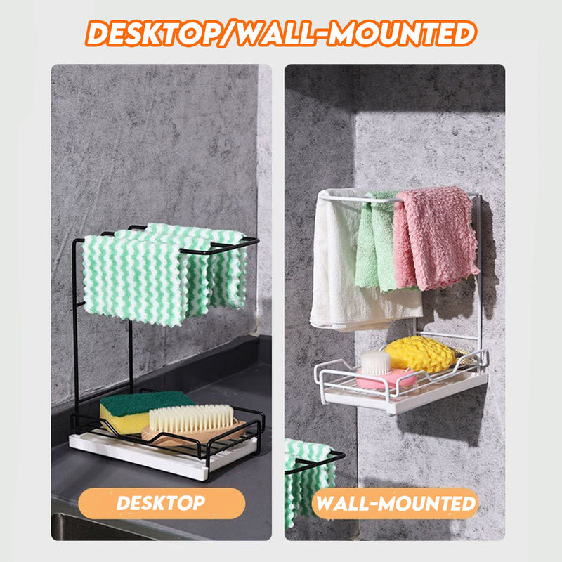idrop Desktop Wall-Mountable Wiping Rack With Drain Tray / Rak Pengelap Boleh Lekap di Dinding Desktop Dengan Dulang Longkang / 台式可壁挂抹布置物架带沥水盘