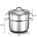 idrop 24CM 304 Double Bottom Soup Pot Steamer Set / Set Pengukus Periuk Sup 24cm 304 Dua Bawah / 24cm 304复底汤锅蒸锅套装