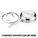 idrop 25CM Premium 304 Stainless Steel Frying Pan uncoated for Healthy Cooking / Kuali Menggoreng Keluli Tahan Karat Premium 25CM 304 Tidak Bersalut Untuk Masakan Yang Sihat / 25CM 304 不锈钢煎锅无涂层健康烹饪