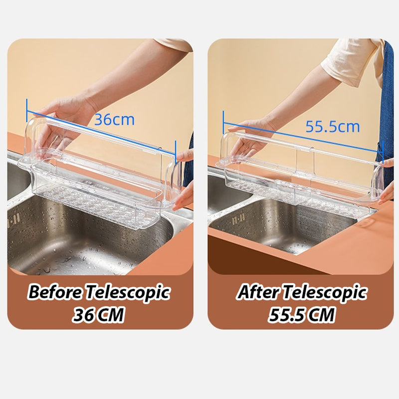idrop Telescopic Drain Storage Rack With Water Retaining Strip Set / Rak Penyimpanan Longkang Teleskopik Dengan Set Jalur Penahan Air / 伸缩沥水收纳架带挡水条套装