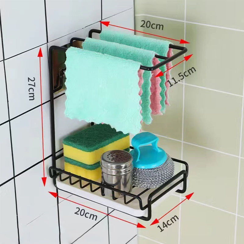 idrop Desktop Wall-Mountable Wiping Rack With Drain Tray / Rak Pengelap Boleh Lekap di Dinding Desktop Dengan Dulang Longkang / 台式可壁挂抹布置物架带沥水盘