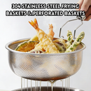 idrop 2 PCS - 304 Stainless Steel Frying Basket Strainer Ladle Deep Fry Basket Noodle Strainer Kitchen Blanching Basket Commercial Oil Filter, Bakul Goreng Keluli Tahan Karat 304 Penapis Mee Senduk Penapis Dapur Bakul Celur Serbaguna Penapis Minyak