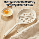 idrop 1 PCS - Silicone Slotted Spoon Heat Resistant Non-Stick Long Handle Kitchen Ladle for Noodles Dumplings and Wontons Large Drain Holes, Sudu Penapis Silikon Tahan Haba Tidak Melekat Pemegang Panjang Untuk Mee dan Wantan Lubang Penapisan Besar