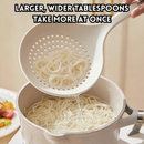 idrop 1 PCS - Silicone Slotted Spoon Heat Resistant Non-Stick Long Handle Kitchen Ladle for Noodles Dumplings and Wontons Large Drain Holes, Sudu Penapis Silikon Tahan Haba Tidak Melekat Pemegang Panjang Untuk Mee dan Wantan Lubang Penapisan Besar