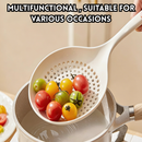 idrop 1 PCS - Silicone Slotted Spoon Heat Resistant Non-Stick Long Handle Kitchen Ladle for Noodles Dumplings and Wontons Large Drain Holes, Sudu Penapis Silikon Tahan Haba Tidak Melekat Pemegang Panjang Untuk Mee dan Wantan Lubang Penapisan Besar