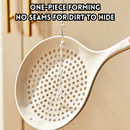 idrop 1 PCS - Silicone Slotted Spoon Heat Resistant Non-Stick Long Handle Kitchen Ladle for Noodles Dumplings and Wontons Large Drain Holes, Sudu Penapis Silikon Tahan Haba Tidak Melekat Pemegang Panjang Untuk Mee dan Wantan Lubang Penapisan Besar