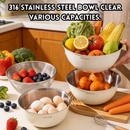 idrop 4 PCS – 316L Stainless Steel Mixing Bowl Vegetable Washing Basin Drain Basket Food Grade Dough Mixing Bowl Salad Bowl Cooking Bowl Mangkuk Pengadun Keluli Tahan Karat 316L Besen Cuci Sayur Bakul Penapis Adunan Doh Gred Makanan Salad dan Memasak