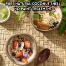 idrop 2 PCS – Natural Coconut Bowl with Spoon Yogurt Bowl Fruit Salad Breakfast Oatmeal Bowl Kitchen Tableware Set Set Mangkuk Kelapa Semula Jadi Dengan Sudu Mangkuk Yogurt Salad Buah Sarapan Oatmeal Peralatan Dapur