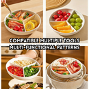 idrop 2 PCS – Ceramic 3 Compartment Steaming Plate Rice Cooker Steamer Tray Baby Food Healthy Diet with Anti Scald Bowl Clip Kitchen Set Pinggan Kukus Seramik 3 Ruang Dulang Kukus Periuk Nasi Pinggan Makanan Bayi Diet Sihat Dengan Penyepit Anti Panas