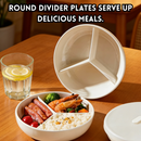 idrop 2 PCS – Ceramic 3 Compartment Steaming Plate Rice Cooker Steamer Tray Baby Food Healthy Diet with Anti Scald Bowl Clip Kitchen Set Pinggan Kukus Seramik 3 Ruang Dulang Kukus Periuk Nasi Pinggan Makanan Bayi Diet Sihat Dengan Penyepit Anti Panas