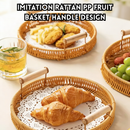 idrop 3 PCS – Rattan Fruit Basket Set Snack Tray Bread Basket Living Room Display Tray Small Medium Large with 150 Oil Proof Paper Bakul Buah Rotan Dulang Snek Bakul Roti Bakul Kukus Dulang Hiasan Ruang Tamu Kecil Sederhana Besar Dengan 150 Kertas Minyak