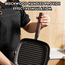 idrop 1 SET – Non Coated Cast Iron Grill Pan Set Professional Grill Plate with Food Tongs Kitchen Cookware Set Set Kuali Grill Besi Tuang Tanpa Salutan Plat Grill Profesional Dengan Penyepit Makanan Peralatan Dapur