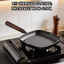 idrop 1 SET – Non Coated Cast Iron Grill Pan Set Professional Grill Plate with Food Tongs Kitchen Cookware Set Set Kuali Grill Besi Tuang Tanpa Salutan Plat Grill Profesional Dengan Penyepit Makanan Peralatan Dapur