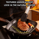 idrop 1 SET – Non Coated Cast Iron Grill Pan Set Professional Grill Plate with Food Tongs Kitchen Cookware Set Set Kuali Grill Besi Tuang Tanpa Salutan Plat Grill Profesional Dengan Penyepit Makanan Peralatan Dapur