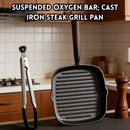 idrop 1 SET – Non Coated Cast Iron Grill Pan Set Professional Grill Plate with Food Tongs Kitchen Cookware Set Set Kuali Grill Besi Tuang Tanpa Salutan Plat Grill Profesional Dengan Penyepit Makanan Peralatan Dapur