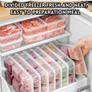 idrop 4 PCS – 6 Grid Frozen Food Storage Tray Food Grade Meat Freezer Organizer Portion Storage Fresh Keeping Container Set Set Dulang Penyimpanan Beku 6 Petak Gred Makanan Bekas Simpan Daging Penyejuk Beku Penyimpanan Bahagian dan Kekal Segar