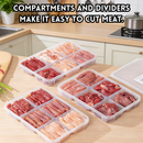 idrop 4 PCS – 6 Grid Frozen Food Storage Tray Food Grade Meat Freezer Organizer Portion Storage Fresh Keeping Container Set Set Dulang Penyimpanan Beku 6 Petak Gred Makanan Bekas Simpan Daging Penyejuk Beku Penyimpanan Bahagian dan Kekal Segar