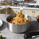 idrop 4 PCS – Stainless Steel Baby Food Pot Detachable Handle Multi Purpose Steamer and Cooking Pot Single Serving Noodle Pot Periuk Makanan Bayi Keluli Tahan Karat Tanpa Salutan Pemegang Boleh Tanggal Periuk Kukus dan Masak Serbaguna Periuk