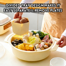 idrop 1 PCS - Rotating Hot Pot Vegetable Tray Sectioned Food Prep Plate with Draining Basket Multi-Function Kitchen Organizer for Vegetable, Dulang Sayur Putar Pinggan Penyediaan Dapur Berpetak Dengan Bakul Saliran Penyimpanan Sayur Serbaguna
