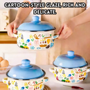idrop 3 PCS - Enamel Oil Pot with Lid Heat Resistant Vintage Style Large Capacity Container Double Handle Food Grade Oil Storage Basin, Bekas Minyak Enamel Dengan Penutup Tahan Haba Gaya Kapasiti Besar Bekas Bertangkai Dua Penyimpanan Minyak Gred Makanan