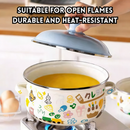 idrop 3 PCS - Enamel Oil Pot with Lid Heat Resistant Vintage Style Large Capacity Container Double Handle Food Grade Oil Storage Basin, Bekas Minyak Enamel Dengan Penutup Tahan Haba Gaya Kapasiti Besar Bekas Bertangkai Dua Penyimpanan Minyak Gred Makanan