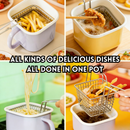 idrop 4 PCS – Macaron Fry Pot Mini Enamel Deep Fryer with Strainer Small Household Frying Pot Kitchen Cookware Set Set Periuk Goreng Macaron Mini Enamel Dengan Penapis Periuk Goreng Kecil Rumah Peralatan Dapur