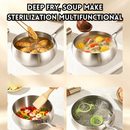 idrop【24CM 】304 Stainless Steel Wok Deep Belly Non Stick Frying Pan Flat Bottom Pan Gas Induction Cooker Compatible Kitchen Cookware Set Kuali Keluli Tahan Karat 304 Tanpa Salutan Perut Dalam Kuali Tidak Lekat Tapak Rata Sesuai Dapur Gas dan Induksi (S)