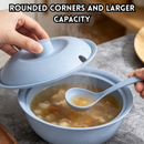 idrop Wheat Straw Soup Pot Set with Lid Thickened Anti Scald Microwave Safe Soup Bowl with Spoon Random Colour Kitchen Tableware Set Set Mangkuk Sup Jerami Gandum Dengan Penutup Tebal Anti Panas Boleh Microwave Dengan Sudu Warna Rawak Peralatan Dapur (S)